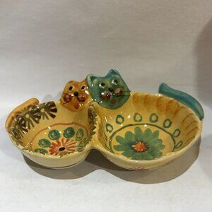 MODIGLIANI VIA CONDOTTI ROMA ITALY Hand Made Pottery Cat Trinket Relish Dish